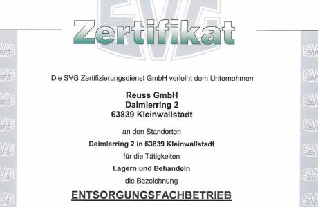 Reuss GmbH zertifizierter Entsorgungsfachbetrieb